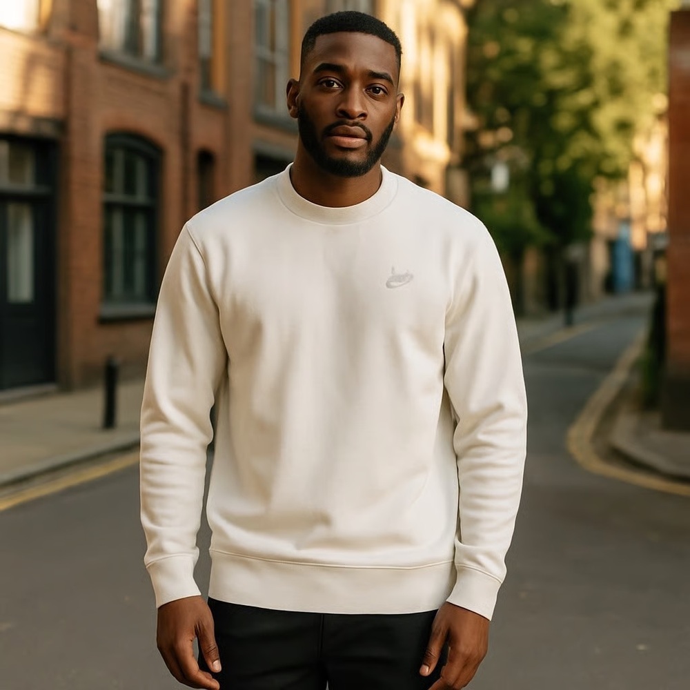 Nike Men's White Crewneck Sweater